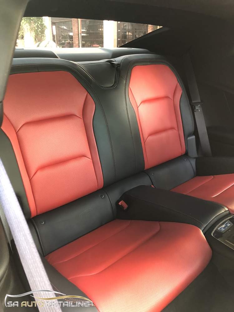 Chevy Camaro Red and Black Rear Seat