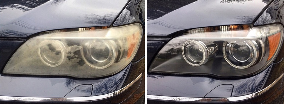 Before and after Headlight Restoration